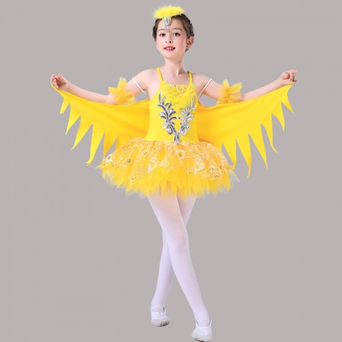 Kids birds ballet dance dress fairy angel cosplay cartoon modern dance cosplay dress costumes